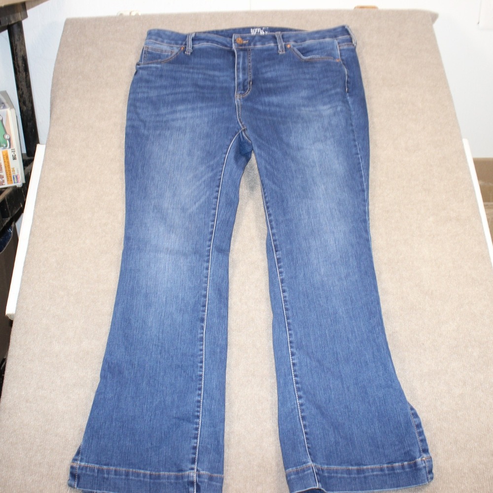Terra & Sky Womens 16W Bootcut Jeans Medium Wash Stretch Side Slit Denim